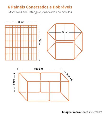 Cercadinho Dobrável Metal Pet 6 Painéis 50cm Altura Médio