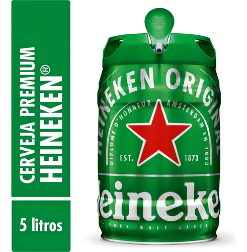 Cerveja premium heineken barril 5 litros