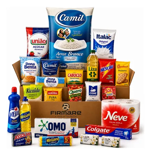 Cesta basica completa doacao social itens alimento higiene