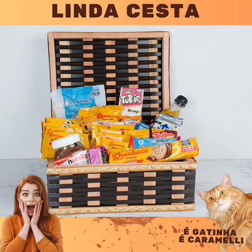 Cesta Bau De Cafe Da Manhã Chocolate Presente Aniversario