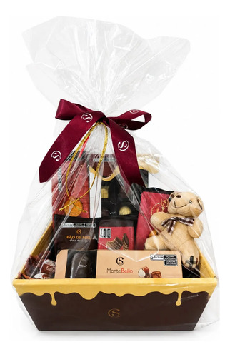 Cesta De Chocolate Cacau Show Presentes 10 Itens Com Ursinho
