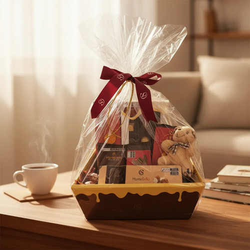 Cesta De Chocolate Cacau Show Presentes 10 Itens Com Ursinho