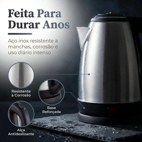 Chaleira Elétrica Inox 1,8 Litros com Desligamento Automático e Base Giratória