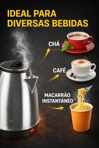 Chaleira Elétrica Inox 1,8L 1000W Aquecimento Rápido Automática