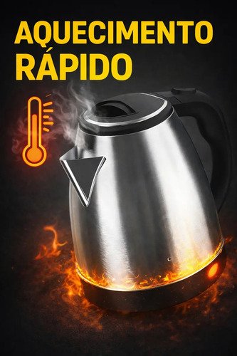 Chaleira Elétrica Inox 1,8L 1000W Aquecimento Rápido Automática