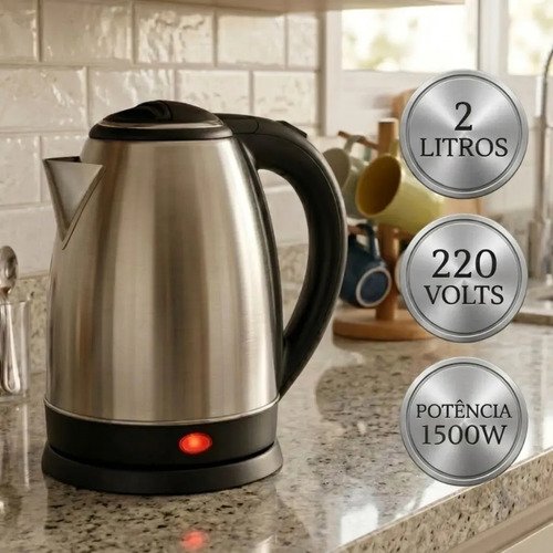 Chaleira eletrica inox 2 litros 1500w jarra desligamento aut