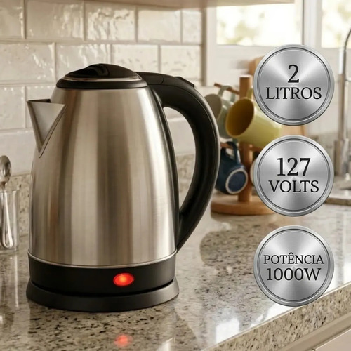 Chaleira eletrica inox 2 litros jarra desligamento automatic