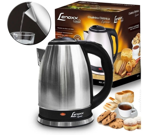Chaleira eletrica lenoxx 18l inox pce211 prata 1500w desliga