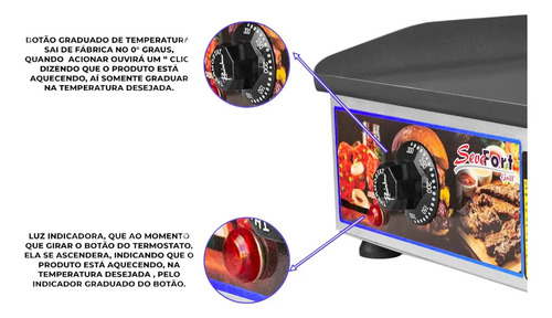 Chapa Sanduicheira Elétrica SeveFort Grill 70x30cm Inox 2300W