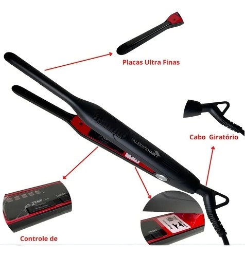 Chapinha Valerie's Hair VH2209 Nano Titânio Profissional Preto/Vermelho