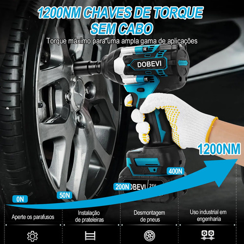 Chave De Impacto 1200n.m Brushless C/ Jogo Soquete+ Dobevi