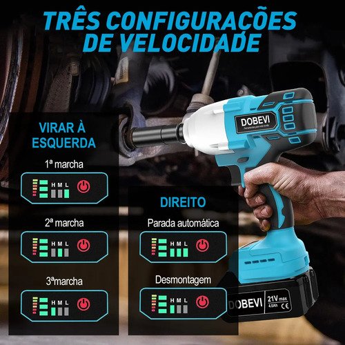 Chave De Impacto 4.0ah Parafusadera Dobevi FU-TH014 Cor Azul 850n.m