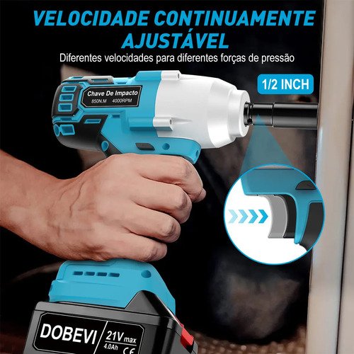 Chave De Impacto 4.0ah Parafusadera Dobevi FU-TH014 Cor Azul 850n.m