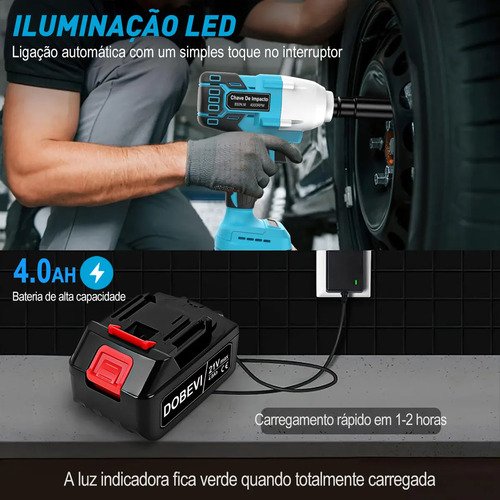 Chave De Impacto 4.0ah Parafusadera Dobevi FU-TH014 Cor Azul 850n.m