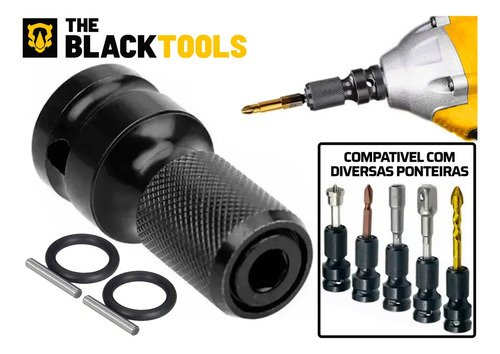 Chave De Impacto A Bateria 21V 1/2" Pol 2400 Rpm Bivolt Com Acessórios E Maleta The Black Tools