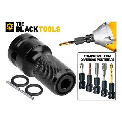 Chave De Impacto A Bateria 21V 1/2" Pol 2400 Rpm Bivolt Com Acessórios E Maleta The Black Tools