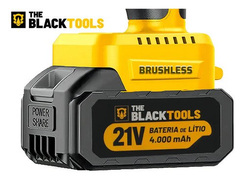 Chave De Impacto A Bateria 21v 4000mah Motor Brushless Com Maleta E Acessorios The Black Tools