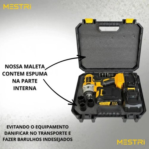 Chave De Impacto a Bateria Profissional Recarregável 88v 4ah Brushless Parafusadeira Furadeira Alta Potência Sem Escova 2 Baterias MESTRI M-88V