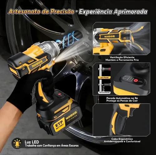 Chave De Impacto Brushless 48v Com 2 Baterias 800nm Mohor