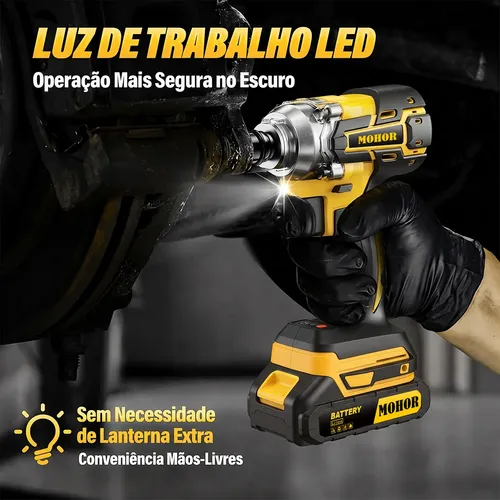 Chave De Impacto Brushless 48v Com 2 Baterias 800nm Mohor