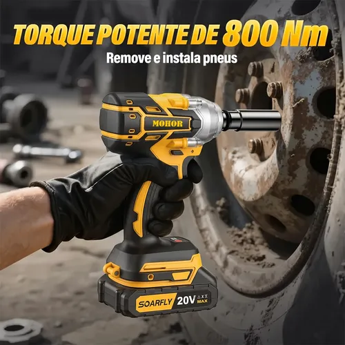 Chave De Impacto Brushless 48v Com 2 Baterias 800nm Mohor