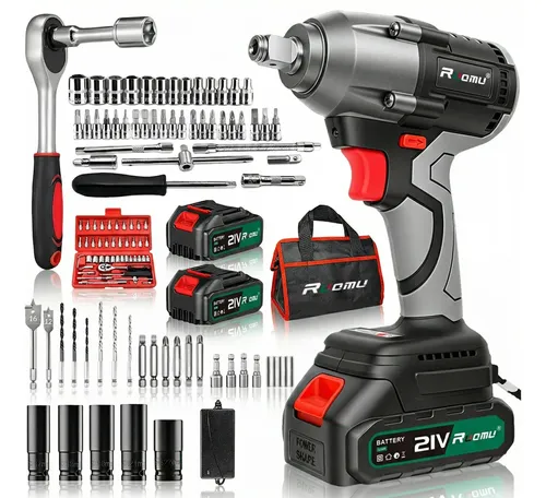 Chave de impacto brushless parafusadeira furadeira 2 bateria