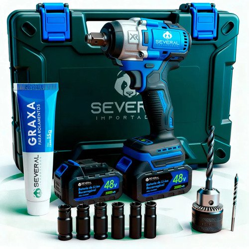 Chave De Impacto Furadeira Parafusadeira Several Importados Recarregável 48v Azul 2000mah