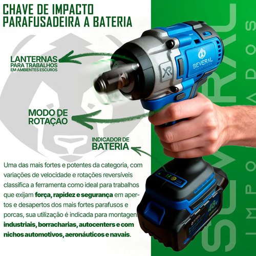 Chave De Impacto Furadeira Parafusadeira Several Importados Recarregável 48v Azul 2000mah