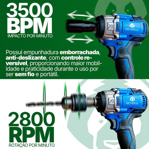 Chave De Impacto Furadeira Parafusadeira Several Importados Recarregável 48v Azul 2000mah