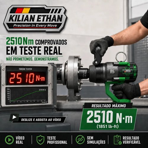 Chave de Impacto Kilian Ethan Master T3000 Sem Fio, 2510 Nm e Encaixe de 1"