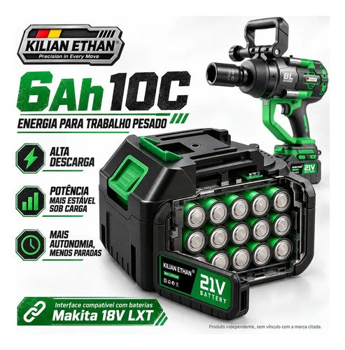 Chave de Impacto Kilian Ethan Master T3000 Sem Fio, 2510 Nm e Encaixe de 1"