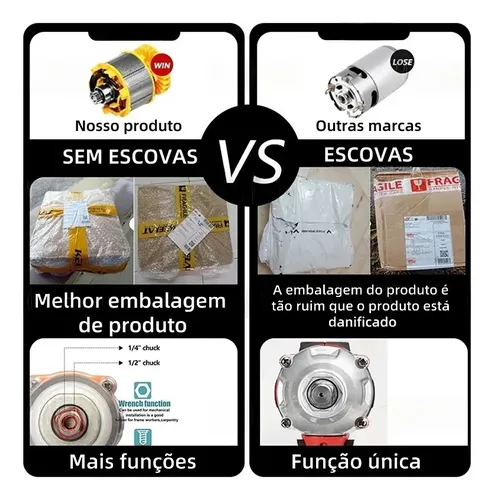 Chave De Impacto Parafusadeira Furadeira 98vf 2 Baterias