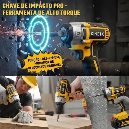 Chave De Impacto Parafusadeira Furadeira 98vf 2 Baterias