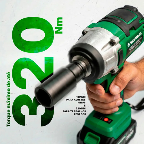 Chave De Impacto Parafusadeira Furadeira Several Importados Recarregável 21v 2600mah Maleta Ferramentas Verde