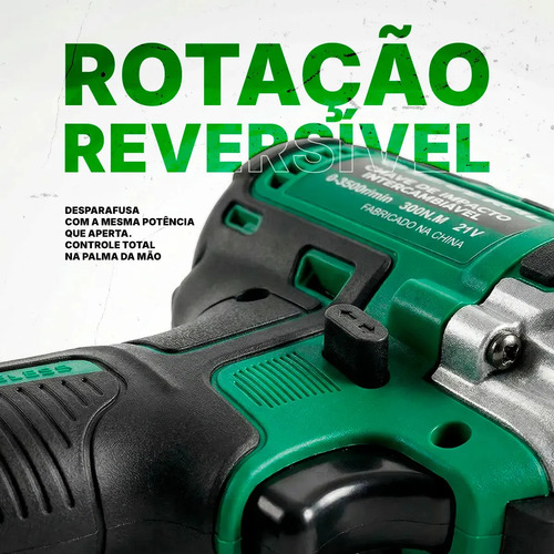 Chave De Impacto Parafusadeira Furadeira Several Importados Recarregável 21v 2600mah Maleta Ferramentas Verde