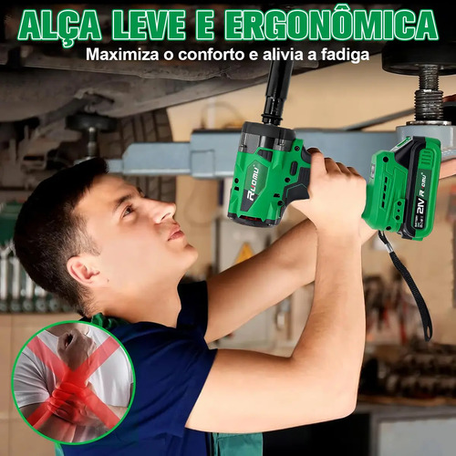 Chave De Impacto Parafusadeira Sem Fio Brushless 2 Baterias