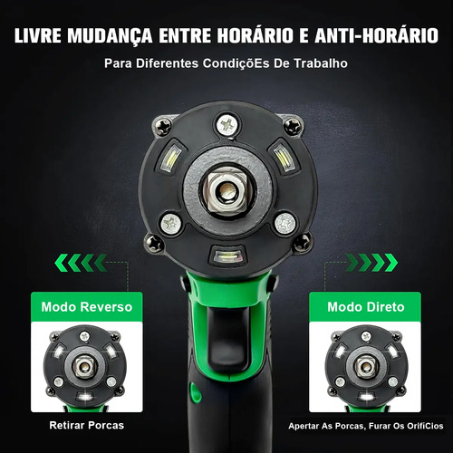 Chave De Impacto Parafusadeira Sem Fio Brushless 2 Baterias