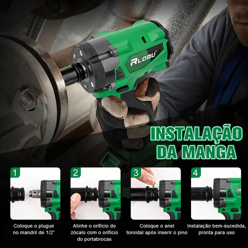 Chave De Impacto Parafusadeira Sem Fio Brushless 2 Baterias