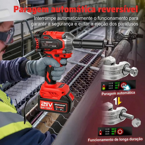 Chave De Impacto Potente 800n Portátil 2 Bateria Brushless