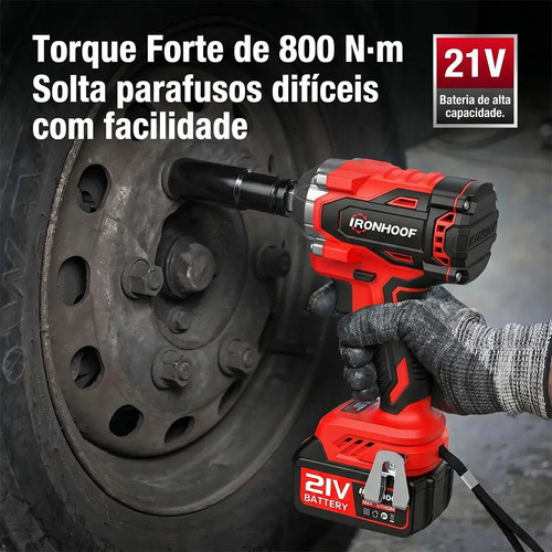 Chave De Impacto Potente 800n Portátil 2 Bateria Brushless