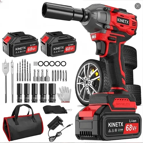 Chave impacto 780nm brushless kit 2 baterias bolsa kinetx