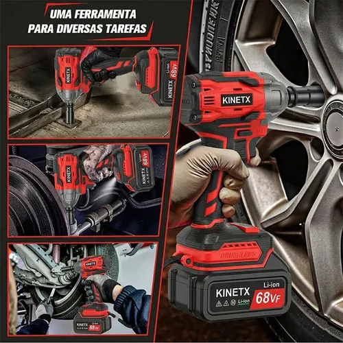 Chave Impacto 780nm Brushless Kit 2 Baterias Bolsa Kinetx