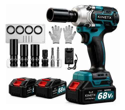 Chave impacto kinetx 880nm brushless 21v2 bat kit completo
