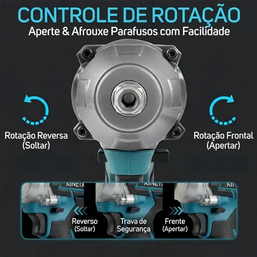 Chave Impacto Kinetx 880nm Brushless 21v+2 Bat Kit Completo