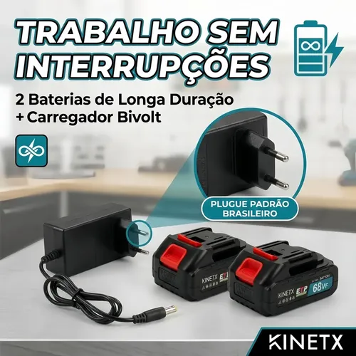 Chave Impacto Kinetx 880nm Brushless 21v+2 Bat Kit Completo