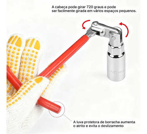 Chave Vela Automotiva Veicular 16mm/21mm Articulada Trocar