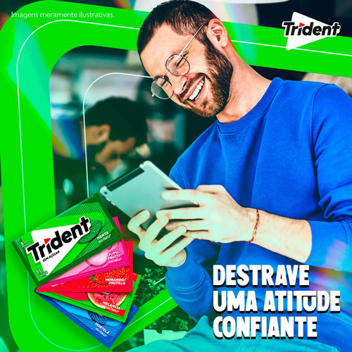 Chiclete Trident Menta Sem Açúcar - Caixa Com 21 Unid. De 8g