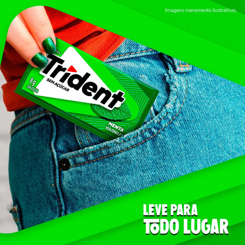 Chiclete Trident Menta Sem Açúcar - Caixa Com 21 Unid. De 8g