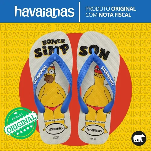 Chinelo Havaianas Simpsons Top Original Masculino Feminino