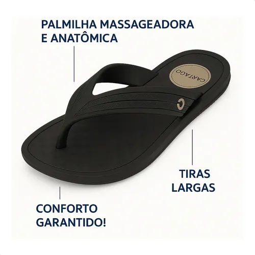 Chinelo Masculino Cartago Tira Larga Sandália Confortável